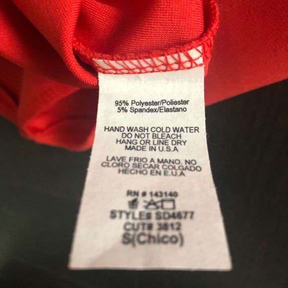 Red Off the Shoulder Room Service Midi Fitted Dress - Sz Small - Picture 3 of 5